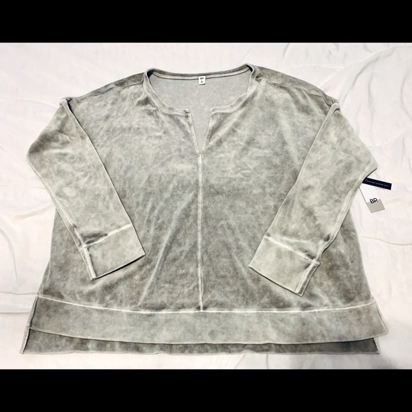 BP Grey Velour Sweatshirt/Top with V-neck. NWT - Picture 1 of 7